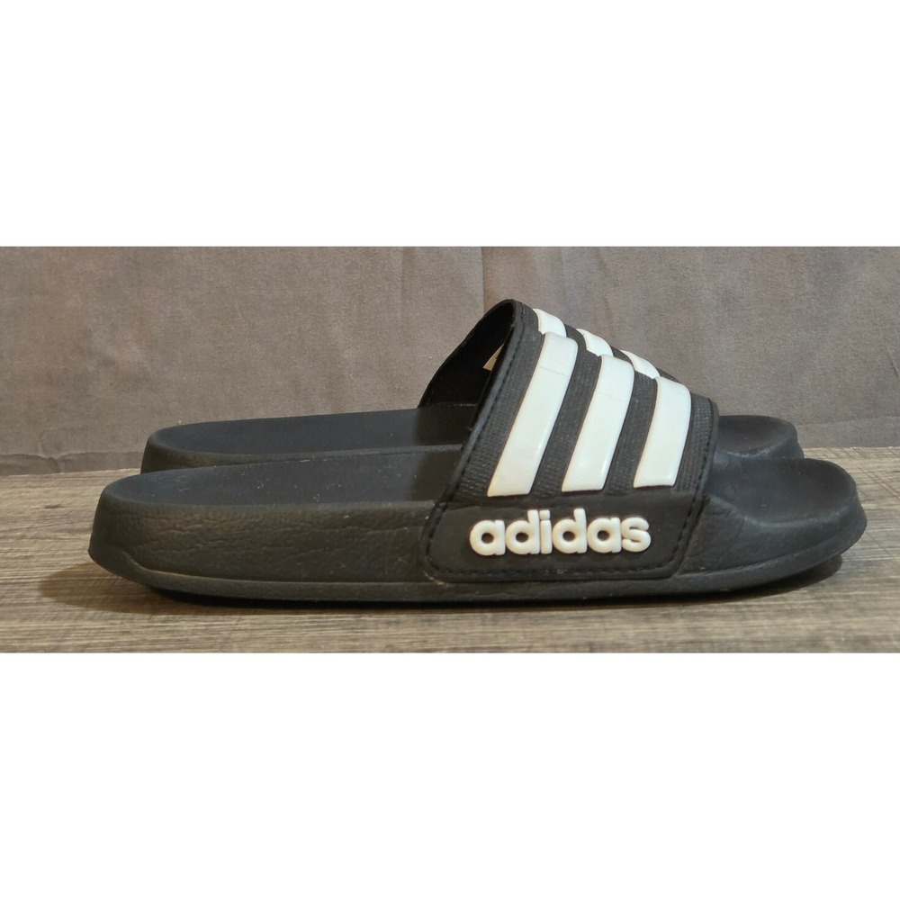 Adidas Adilette Shower Slide Sandals Youth Size 13K Black White